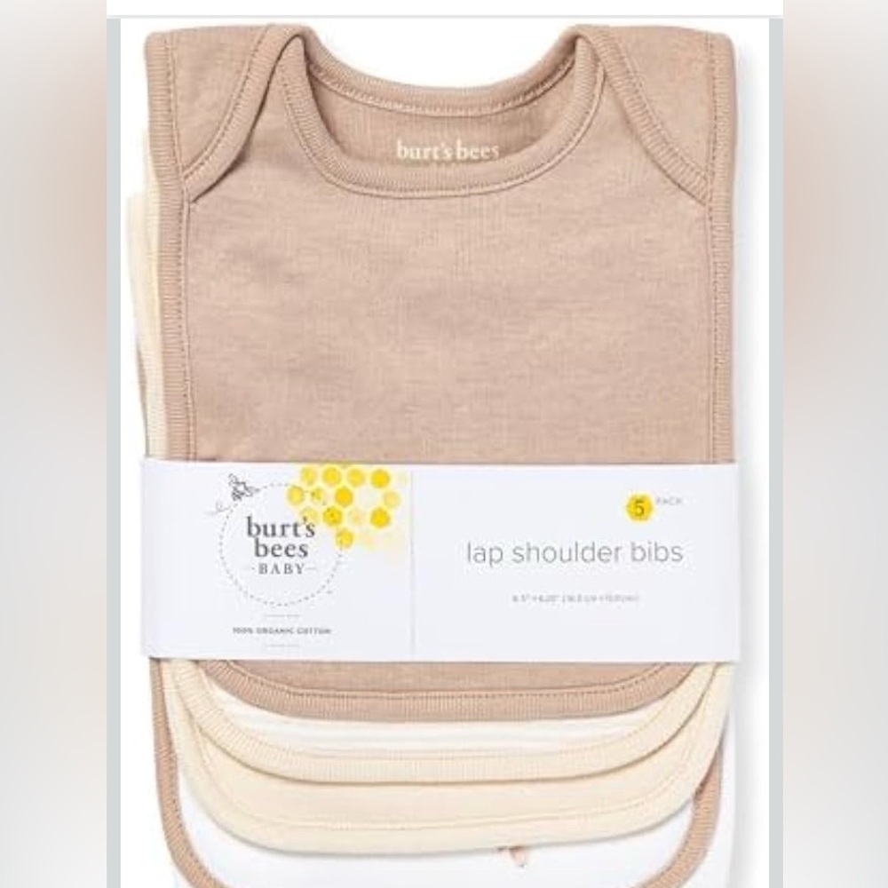 Burt's Bees Baby Organic Cotton Lap Shoulder Bibs NWT